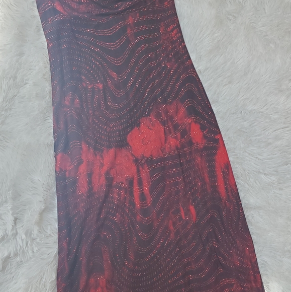 RAMPAGE Y2K RED & BLACK SPARKLY HI/LOW EVENING DRESS! - Picture 12 of 16